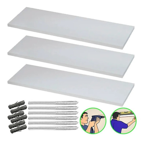 Kit 3 Nichos Prateleiras Mdf 30x15 Branco Casa Sala Quarto