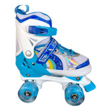 Patins Quad Regulável 28-40 Crianças 60kg Freio Luzes Led