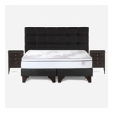 Cama Europea Rosen Neo King + Muebles Issey Grafito