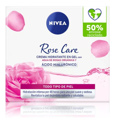 Crema Facial Nivea Agua De Rosas Ácido Hialurónico 50ml/51g