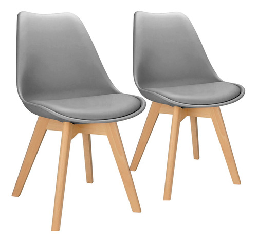 2x Cadeira Charles Eames Leda Design Wood Estofada Base Made