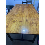 Mesa De Madera (pino) Rectangular, Patas De Hierro. 