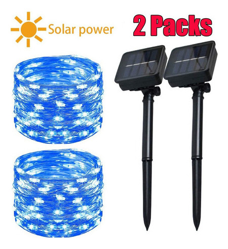 2pack Solar Led Tira De Luz De 5 Metros 50led For Navidad