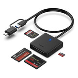 Lector Tarjetas Usb 3.0 Adaptador Hub 5gbps 4 En 1 Cf,sd,msd