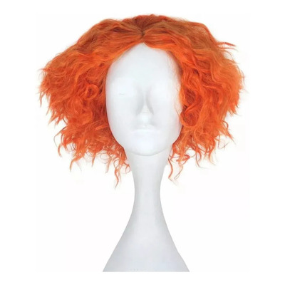 Z Peluca Corta Naranja Rizada Para The Crazy Hatter B