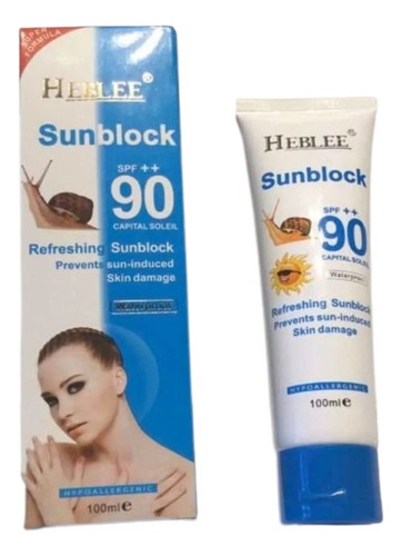 Heblee Protector Solar Con Baba De Caracol Spf 90 Waterproof