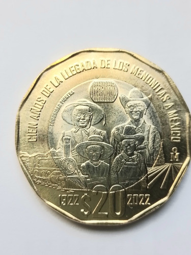 Moneda $ 20.00 Cien Años De La Llegada De Los Menonitas A Mé