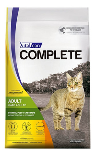 Vitalcan Complete Gato Adulto Control Peso Castrado X 7,5 Kg