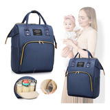 Bolsa Maternidade Mochila Termica Bebe Menino Menina Cor Azul-marinho