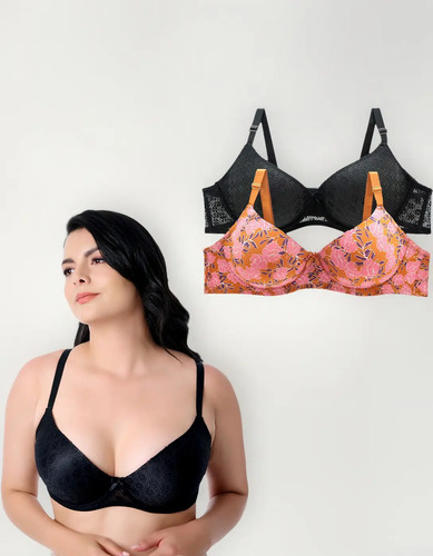 Set 2 Bra Basicos Cómodo Talla Extra Con Varilla Carnival
