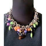 Collar Chainmaille Perlas Multi Color. Diseño Autor. Video