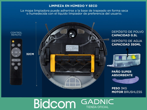 Aspiradora Robot Gadnic Limpia Pisos Inteligente Control App