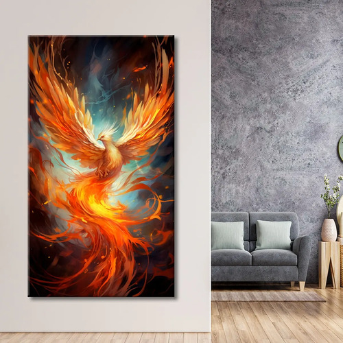 Cuadro Ave Fenix Canvas Elegante Dorado Sala 130x90 An9 | Envío gratis