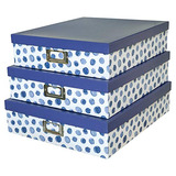 Cajas De Almacenamiento Decorativas Tapas De Lunares Az...