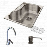 Bacha Cocina Johnson Luxor Si71 + 2 Acc Y Griferia Cjn3132