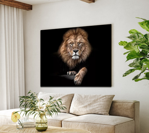Tela Quadro Para Sala Grande Decorativo Leão Luxo 120x90