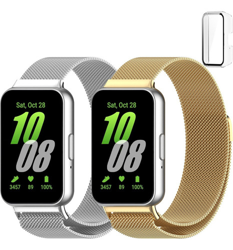 2 Pulseras Milanesas De Acero + Funda Funda For Samsung