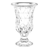 Vaso De Vidro Com Pé Diamond Transparente 15x14cm Lyor