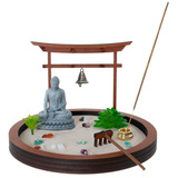 Jardim Zen Altar C/ Estátua Buda Pedras Incensário