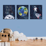 Cuadros Decorativos Niños Espacio, Estrellas, Cohete 30x40