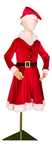 Disfraz Santa Claus Niña Vestido De Navidad Pastorelas