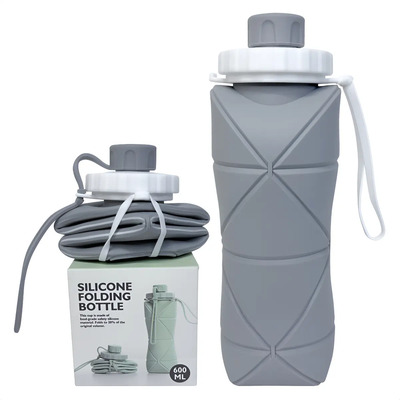 Botella De Agua Térmica De Silicona Plegable Portátil 600ml Color Gris oscuro | MercadoLibre