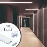 ( Kit 5un. ) Perfil Led Embutir Slim Largo 30mm Gesso 10 Mts