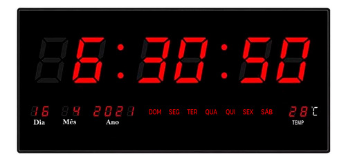 Relógio Digital Parede Led Temperatura 47x23 Casa Academia