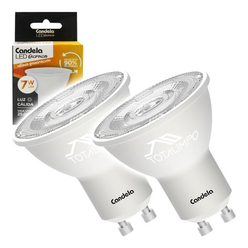 2 Lamparas Led Dicroica 7w (50w) Luz Cálida Candela 6814