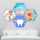 Vinilo Dentista Odontología Consultorio 4 Hexágonos D15