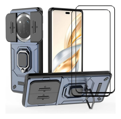 Funda Para Huawei Honor X9c / Magic 7 Lite / Honor X60 Pro Con Soporte Y Protector De Pantalla De Vidrio Templado,tc+tpu Híbrida Carcasa Case Cover