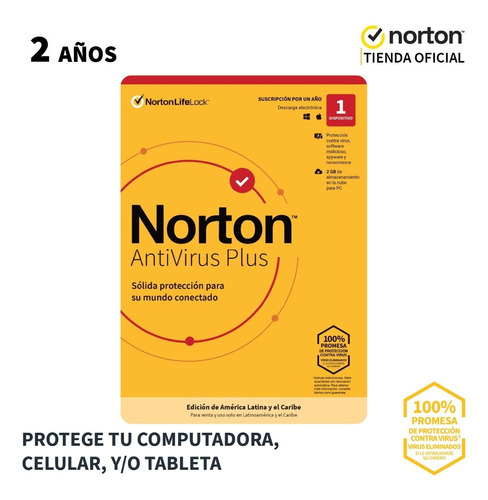 Norton Antivirus Plus 1 Dispositivo Por 2 Años
