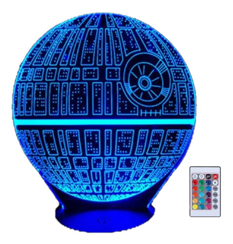 Lámpara Led 3d Estrella Muerte Star Wars Ubs Touch 7colores 