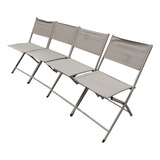 Combo Taupe - 4 Sillas Plegables Acero Y Textileno Jardin