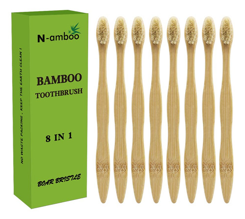 N-amboo Cepillo De Dientes De Bambu Cerdas De Jabali 100% Bi