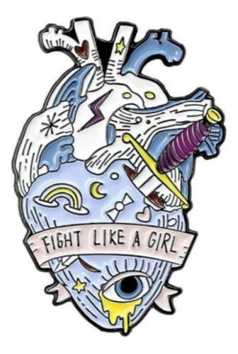 Pin Broche Metálico Corazón Fight Like A Girl Feminismo