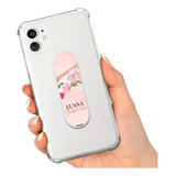 Suporte Celular De Dedo Personalizado Com Nome Floral Garden