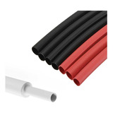 Tubo Termo Retrátil Colorido 10mm Vermelho Preto Branco 6m