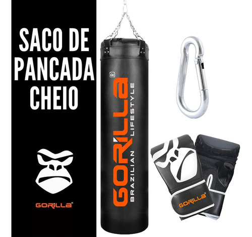 Saco Pancada 180x100 Grande Cheio + Luva Bate Saco Gorilla