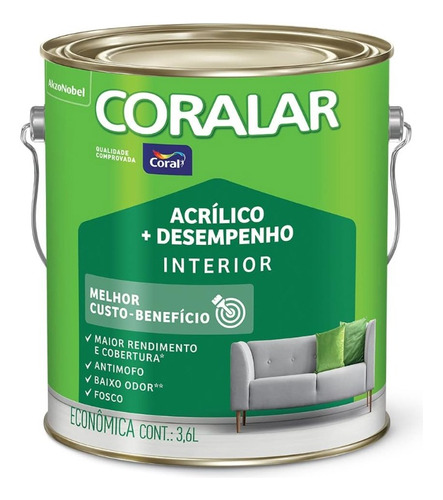 Tinta Anti Mofo Coralar Acrílico + Desempenho 3,6l Cores