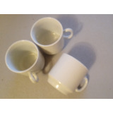 Lote De 3 Tacitas De Café Taza Cerámica Blanca Usadas