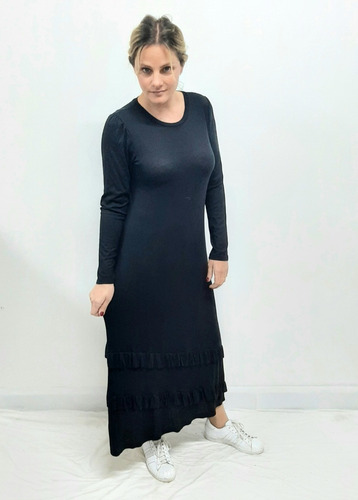 Maxi Vestido En Morley Viscosa Negro Vero Alfie Talle 1