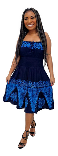 Vestido Feminino Curto Regata Batik Bordado 5132