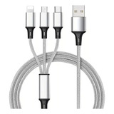 Cable De Cargador Usb 3 En 1 Para iPhone Tipo C Micro 120cm