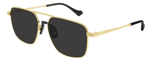 Gucci Gg0743s 001 Aviator Square Metal Negro Dorado