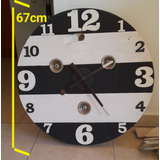 Reloj De Madera  De Carretel Industrial  