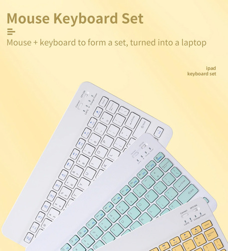 Kit Teclado Mouse Bt Para Windows Apple Android Slim Pastel