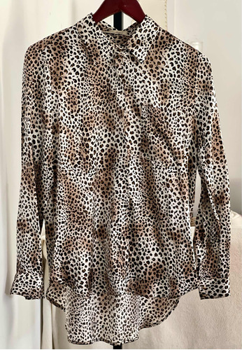 Jazmín Chebar Camisa De Seda Animal Print Una Sola Postura 3