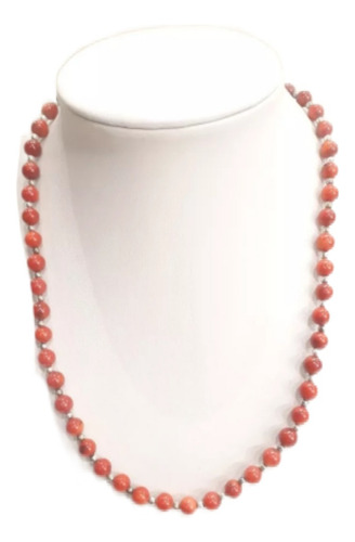 Collar Bola 8mm Coral ,piedras Naturales Viviana Moreno 