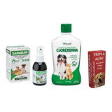 Kit Com Shampoo Tratamento Sarna Canina Coceira Em Cães